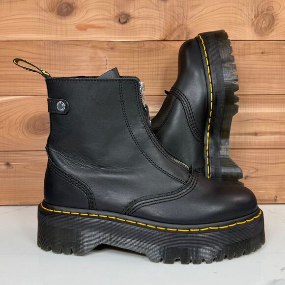 Dr. Martens Black Ankle Boots with Yellow Stitching - Picture 12 of 15